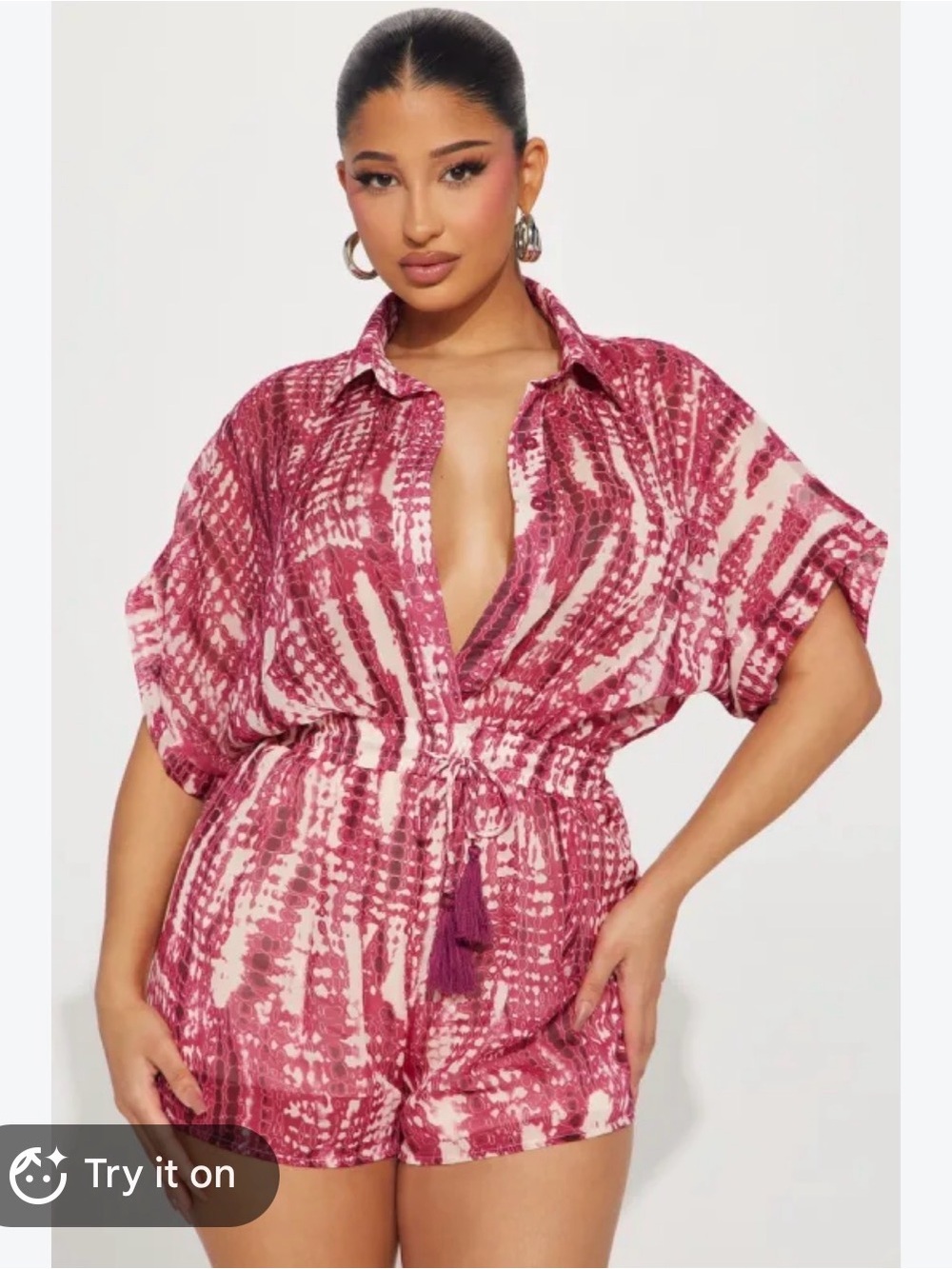 Fashion Nova Pink Tie-Dye Women's Romper